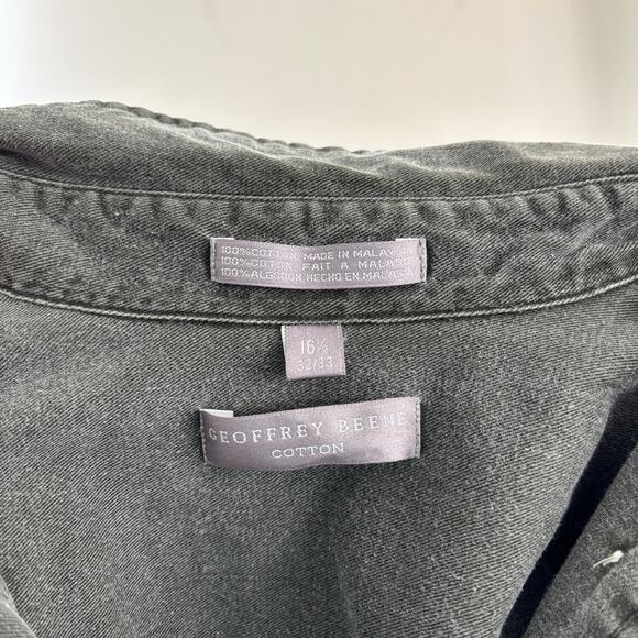 Geoffrey Beene 100% Cotton Men's Gray Button Down Shirt Size 16 1/2 - Picture 7 of 7